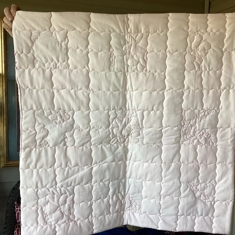 NWT Hand Crafted Floral Patchwork Quilt - Pink and White for New Baby or Toddler